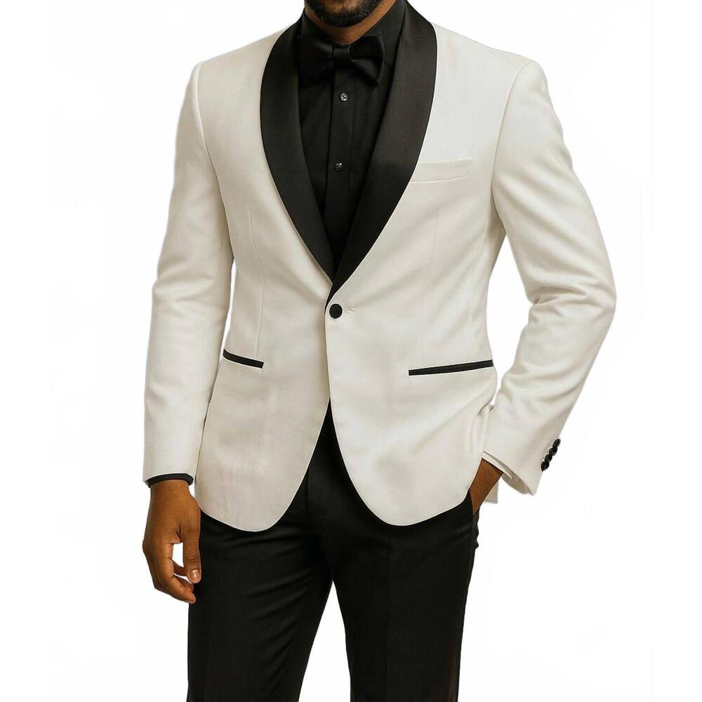NEW MAZARI 4 way stretch tux blazer in white